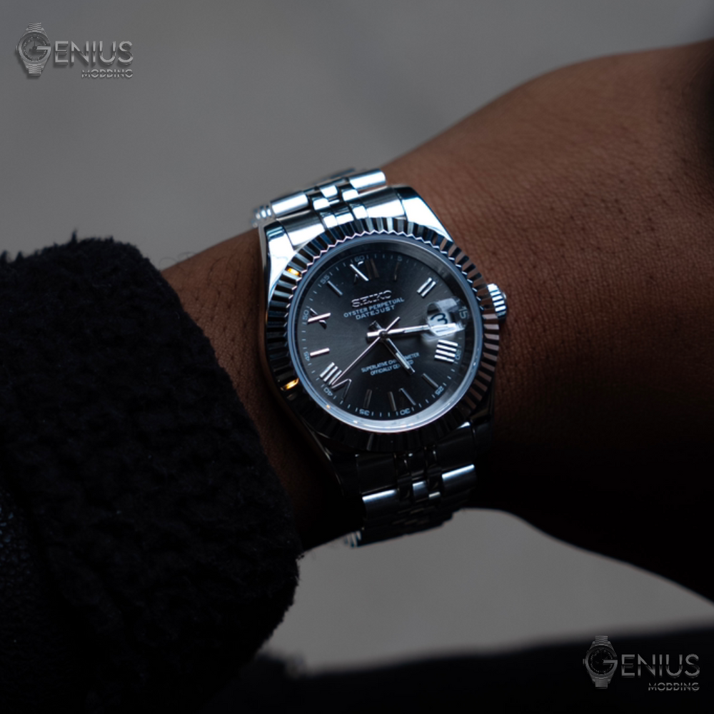 Seiko Mod DateJust Gris Foncé | GENIUS MODDING